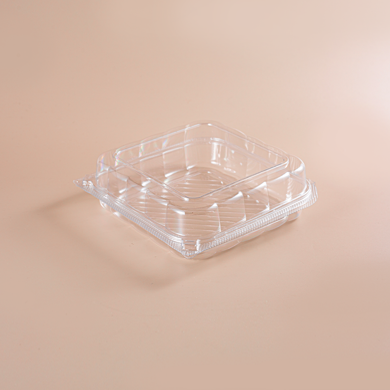 Contenedor de PET transparente tipo concha para panadería